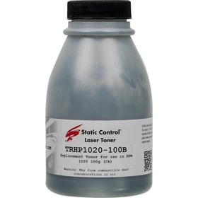 Тонер Static Control TRHP1020-100B, для HP LJ 1010/1012/1015/1020, флакон 100гр, чёрный