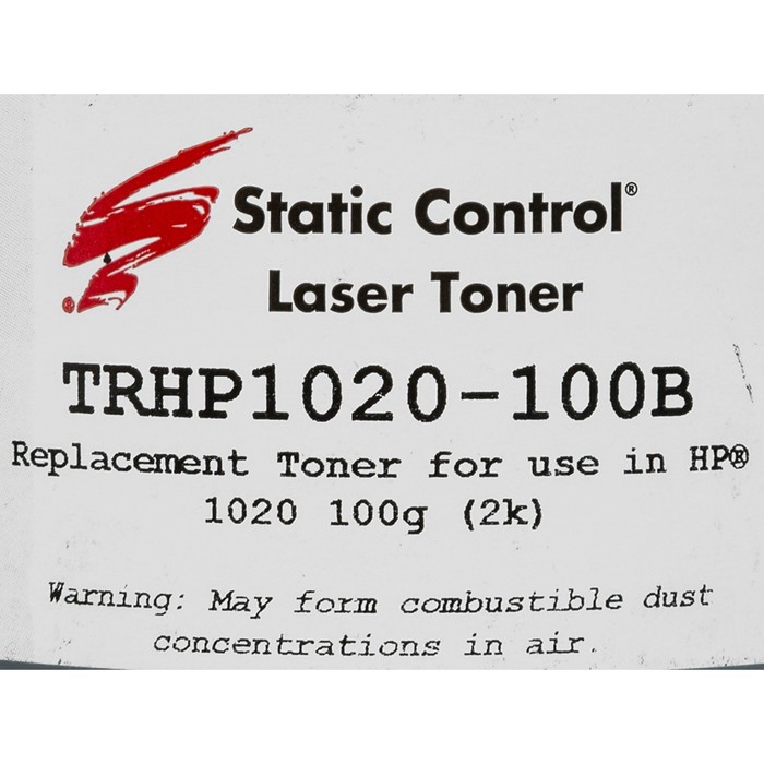 Тонер Static Control TRHP1020-100B, для HP LJ 1010/1012/1015/1020, флакон 100гр, чёрный - фото 51305921