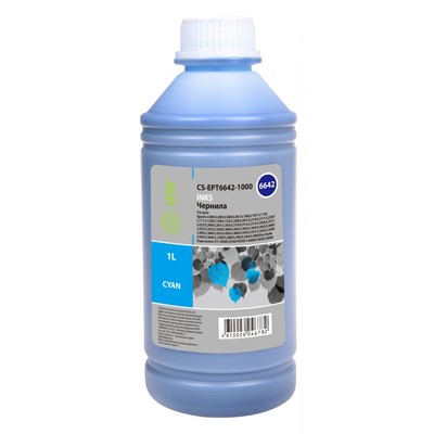 Чернила Cactus CS-EPT6642-1000 (T6642), для Epson L100/L110/L120/L132/L200, 1000 мл, голубые