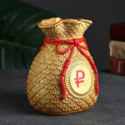 Копилка для денег «Мешок денег», гипс, рубль красный, золото, 15 см