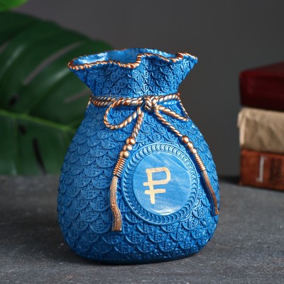 Копилка для денег «Мешок денег: рубль», гипс, синий, 15 см