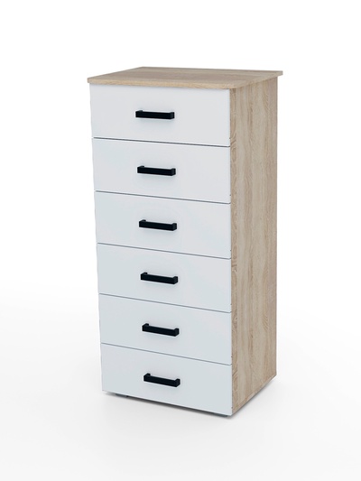 Комод напольный для хранения «Клик Мебель» №5, 600×450×1250 мм, цвет дуб сонома/белый