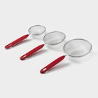 Сито для просеивания Доляна, набор 3 шт., d=8 см, d=10 см, d=11.7 см, красный - Фото 3