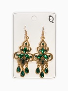 Серьги висячие со стразами «Восток» трилистник, цвет зелёный в чернёном золоте, 8 см - Фото 3