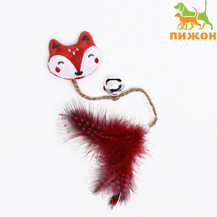 Игрушка для кошек с кошачьей мятой и перьями «Лиса», 10 см, с бубенчиком - Фото 1
