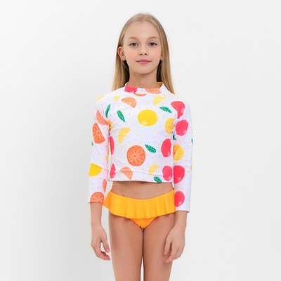 Купальник для девочки раздельный MINAKU «Фрукты» с рукавами, рост 110-116 см