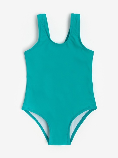 Купальник для девочки слитный MINAKU: Swim Collection, зелёный, рост 128-134 см