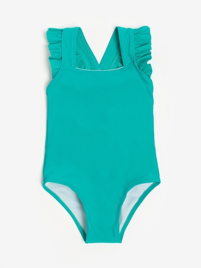 Купальник для девочки слитный MINAKU, с оборками, зелёный, рост 110-116 см