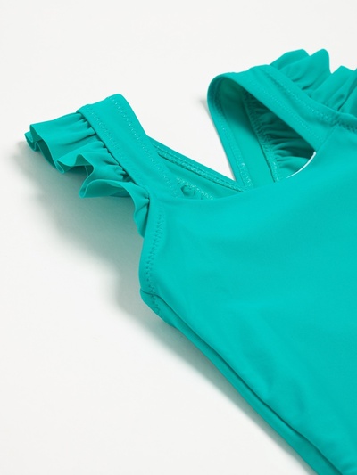 Купальник для девочки слитный MINAKU, с оборками, зелёный, рост 110-116 см