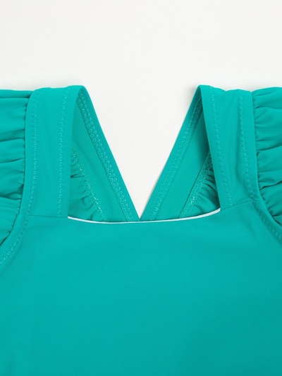 Купальник для девочки слитный MINAKU, с оборками, зелёный, рост 110-116 см