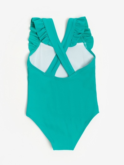 Купальник для девочки слитный MINAKU, с оборками, зелёный, рост 110-116 см