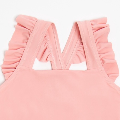 Купальник для девочки слитный MINAKU, с оборками, цвет пудровый, рост 110-116 см