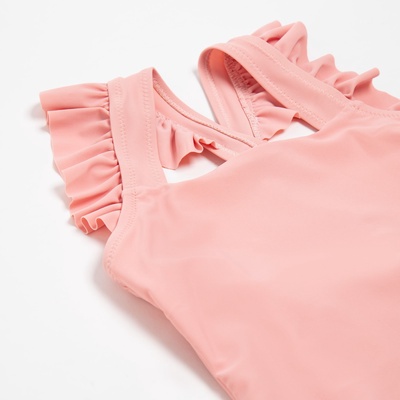 Купальник для девочки слитный MINAKU, с оборками, цвет пудровый, рост 110-116 см