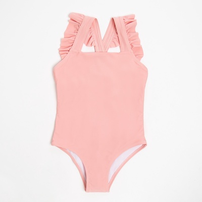 Купальник для девочки слитный MINAKU, с оборками, цвет пудровый, рост 110-116 см