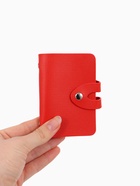 Визитница на кнопке, 24 карты, однотонная, красная - Фото 2