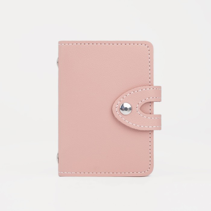 Визитница на кнопке, 26 карт, цвет розовый - Фото 1