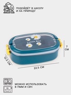 Ланч-бокс в школу, контейнер для еды, 850 мл, с приборами, 22.5×12.5×7 см, пластик, синий - Фото 2