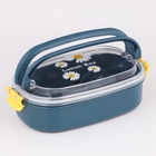Ланч-бокс в школу, контейнер для еды, 850 мл, с приборами, 22.5×12.5×7 см, пластик, синий - Фото 4