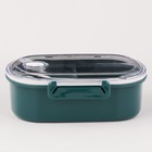 Ланч - бокс в школу, контейнер для еды «Эйлайт», 640 мл, с ложкой, 18.5×14×6.3 см, пластик, зелёный - Фото 3