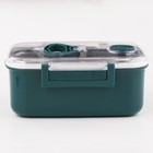 Ланч бокс «Пали», 950 мл, 18.5×14.5×7.7 см, с приборами, нержавеющая сталь, зелёный - Фото 2