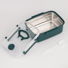 Ланч бокс «Пали», 950 мл, 18.5×14.5×7.7 см, с приборами, нержавеющая сталь, зелёный - Фото 5