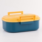 Ланч - бокс в школу, контейнер для еды, 1.05 л, с ложкой, 20×15×7.5 см, пластик, синий - Фото 4