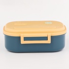 Ланч - бокс в школу, контейнер для еды, 1.05 л, с ложкой, 20×15×7.5 см, пластик, синий - Фото 3