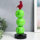 Сувенир полистоун "Птичка на трёх яблочках" зелёный 11,5х11,5х34 см - Фото 2