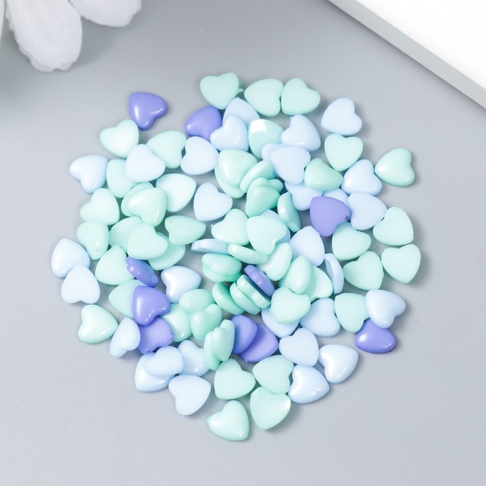 Декор для творчества пластик "Сердечки в голубых тонах" набор 100 шт 0,6х0,6 см - Фото 1