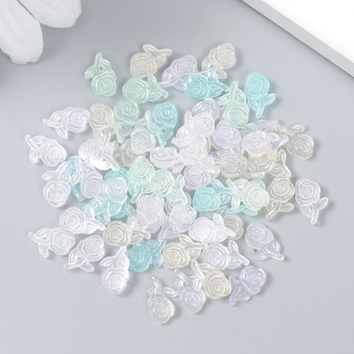 Декор для творчества пластик «Розочка на ветке», набор 60 шт., 0.88×0.53 см