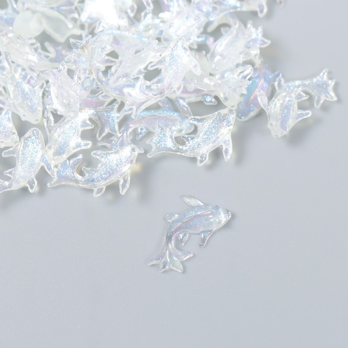 Декор для творчества пластик "Рыбка с блеском" набор 60 шт полупрзрачный 0,73х1,35 см - Фото 1