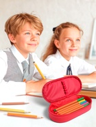 Пенал - футляр Calligrata, 85×210×50 мм, мягкий, текстильный, 1 отделение, малиновый - Фото 3