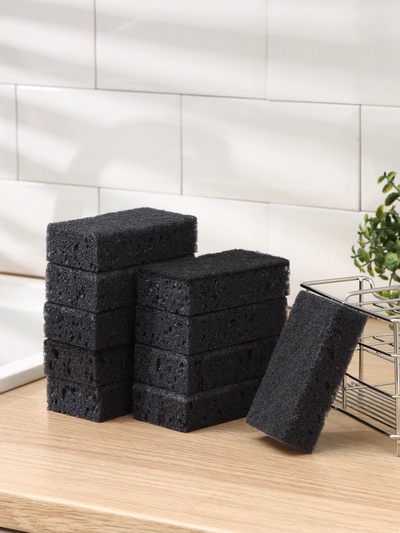 Губка для мытья посуды Black, 10 шт., 107×60×30 мм, крупнопористая