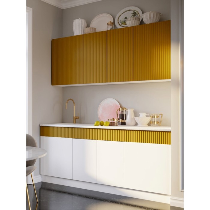 Кухонный гарнитур Престиж 2000, Белый глянец/Горчица софт, МДФ - Фото 1