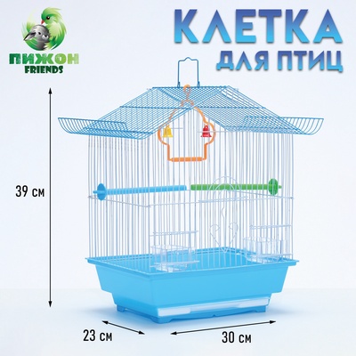 Клетка для птиц Bd-1/1d, 30×23×39 с, укомплектованная, фасовка 12 шт., голубая