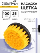 Насадка щетка на шуруповерт ТУНДРА, d=100 мм, высота 25 мм, шестигранный хвостовик - Фото 1