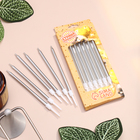 Свечи в торт коктейльные «Шайн», 6 шт., 10 см, серебряный металлик - Фото 3