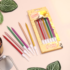 Свечи в торт коктейльные «Шайн», 6 шт., 10 см, металлик - Фото 3