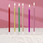 Свечи в торт коктейльные "Шайн", 6 шт, 10 см, металлик - фото 6748997