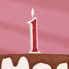 Свеча в торт на шпажке "Рубиновая коллекция", цифра 1, 5,2 см, рубиновая - фото 319154552