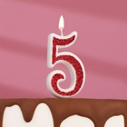 Свеча в торт на шпажке "Рубиновая коллекция", цифра 5, 5,2 см, рубиновая - фото 1456869