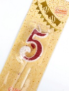 Свеча в торт на шпажке «Рубиновая коллекция», цифра 5, 5.2 см, рубиновая 7582997