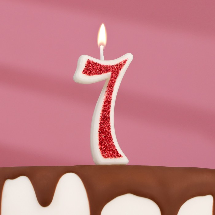 Свеча в торт на шпажке "Рубиновая коллекция", цифра 7, 5,2 см, рубиновая - Фото 1