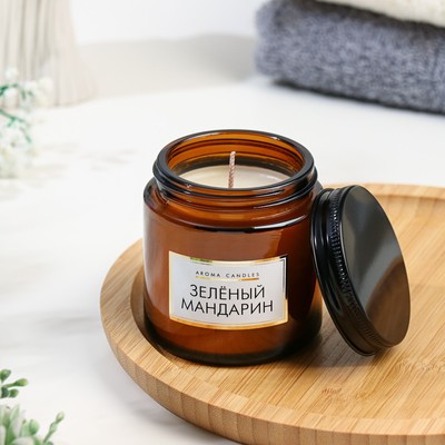 Свеча ароматическая в банке «Зеленый мандарин», 6.2×6.2×6.5 см, 9 часов
