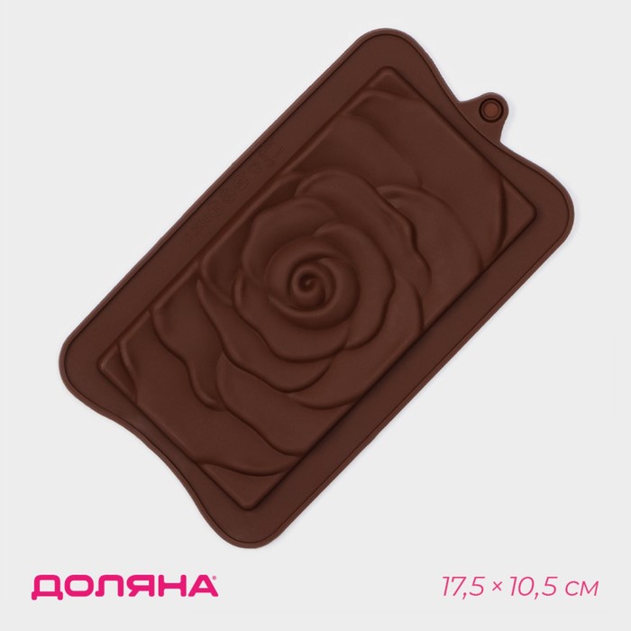 Форма для шоколада Доляна «Роза», силикон, 17,5×10,5×1 см, цвет коричневый - Фото 1