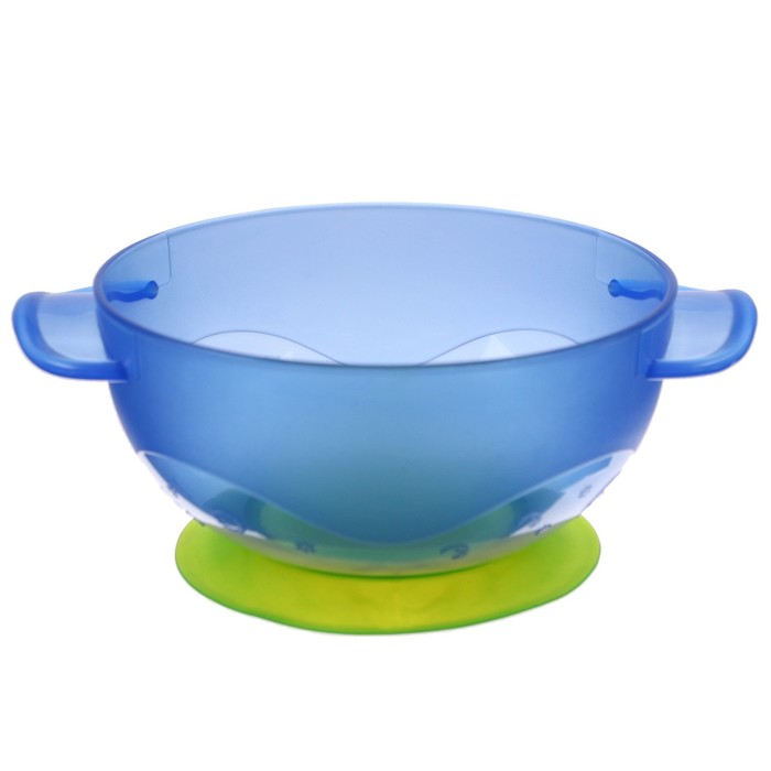 Набор для кормления: миска на присоске с крышкой, ложка, цвет голубой - фото 1907575456