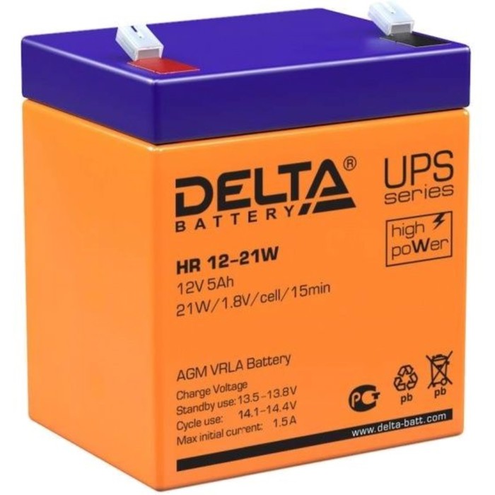 Батарея для ИБП Delta HR 12-21 W, 12 В, 5 Ач - Фото 1