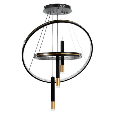 Люстра «Круги нео» 2+3 LED 140 Вт 3 режима черный 60×60×4-85 см