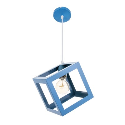 Светильник BayerLux Подвес "Квадрат" 1x40Вт E27 синий 16х16х18-116 см