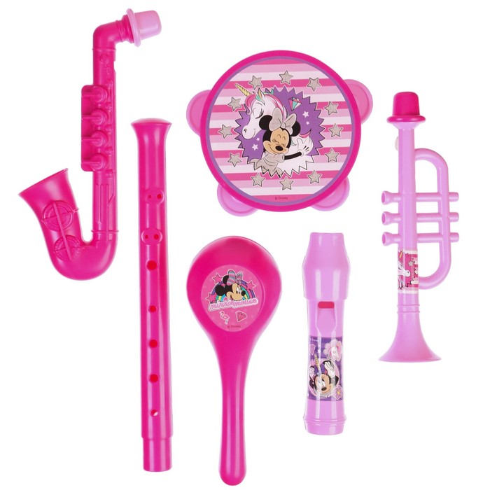 Музыкальные инструменты «Минни Маус», в наборе 6 предметов, цвет розовый - фото 1909038038